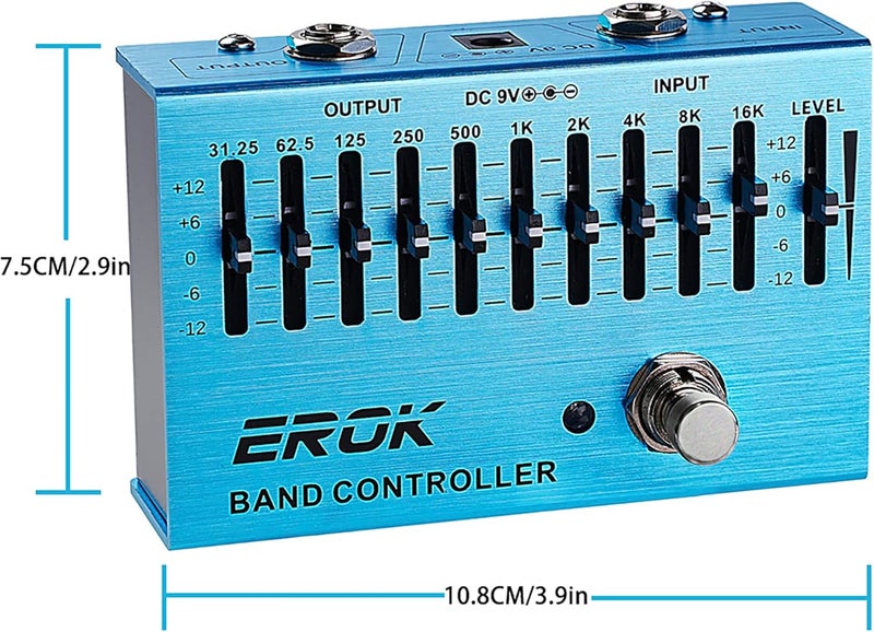 EROK EQ Pedal,10-Band Equalizer,(31.25Hz–16kHz) with ±12dB Gain/Attenuation for Each Band,for Electric Guitar Bass Eq Pedal,with Independent Controller Button - Image 5
